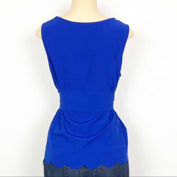 Scallop Trim Belted Blouse - Picture 3 of 3